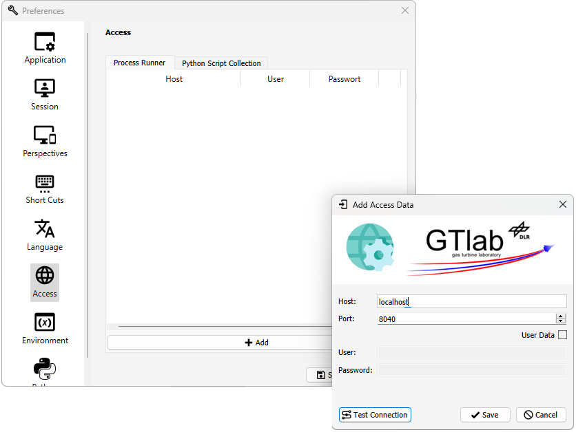 Access settings in preferences