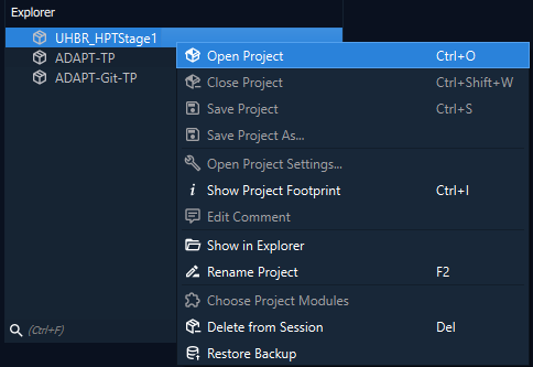 Project Context Menu