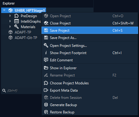 Project Context Menu