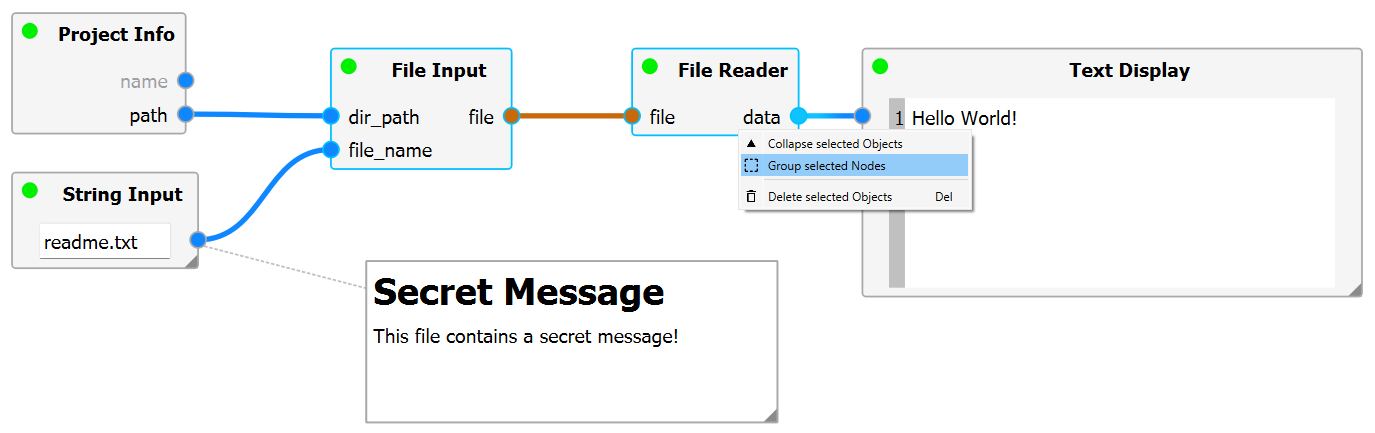 Grouping selected nodes via its context-menu