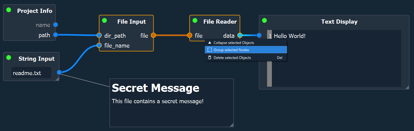 Grouping selected nodes via its context-menu