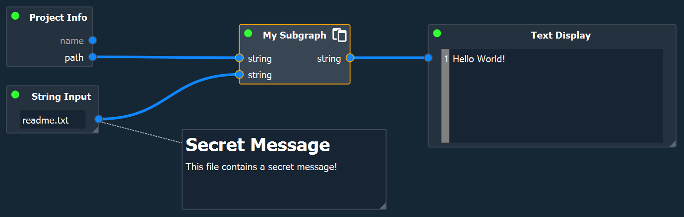 Grouped nodes are replaced by a subgraph node